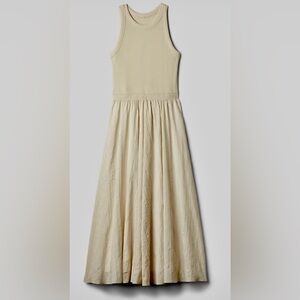 Gap midi dress rib knit top flowy crinkle skirt